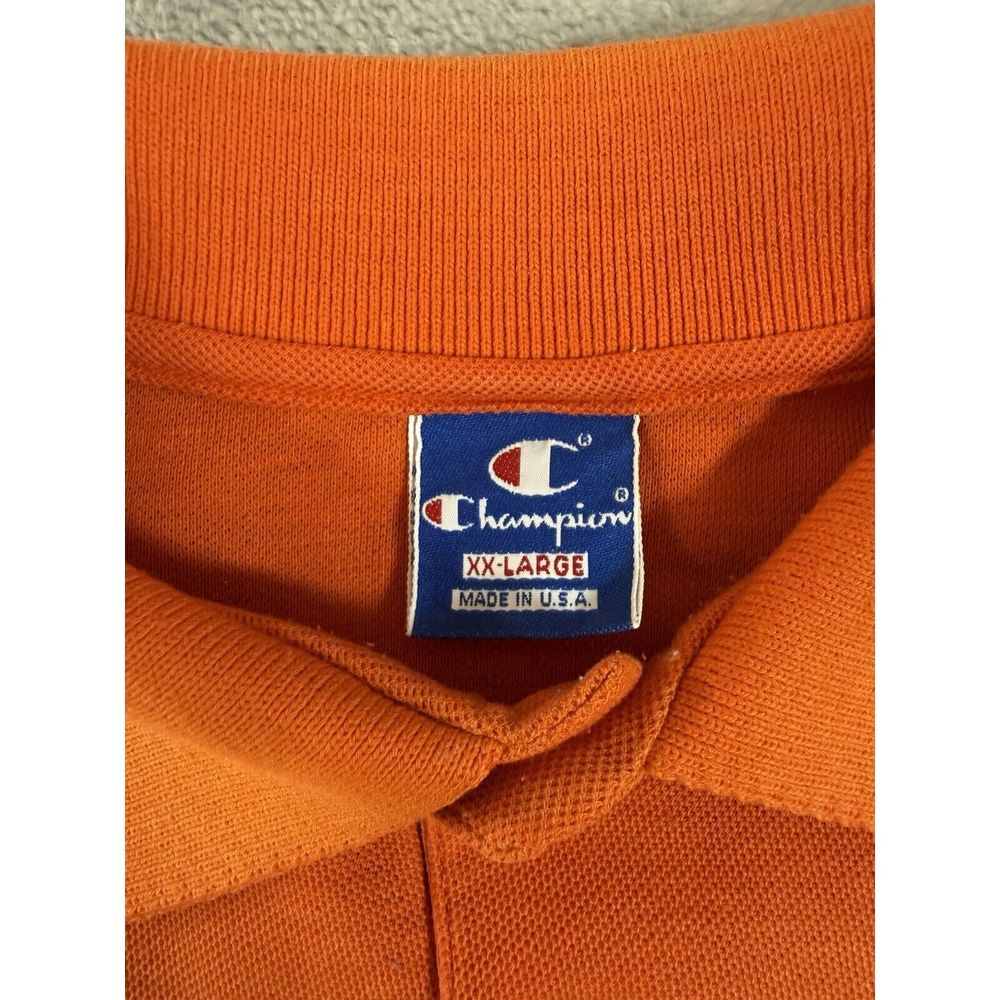 Clemson Tigers Champion Shirt Mens 2XL Orange Polo Made In USA Vintage 90s - Picture 3 of 15